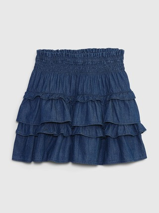 Gap &amp;#215 LoveShackFancy Kids Denim Flippy Skirt with Washwell | Gap (US)