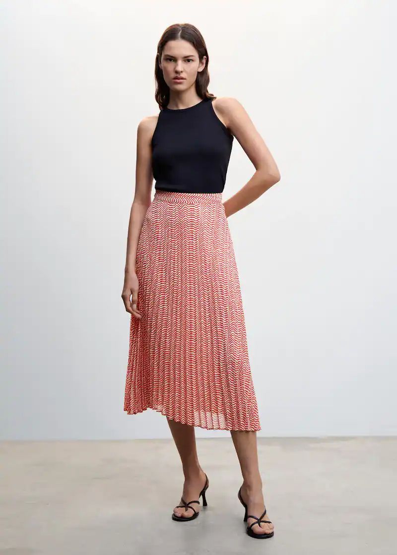 Printed pleated skirt | MANGO (US)
