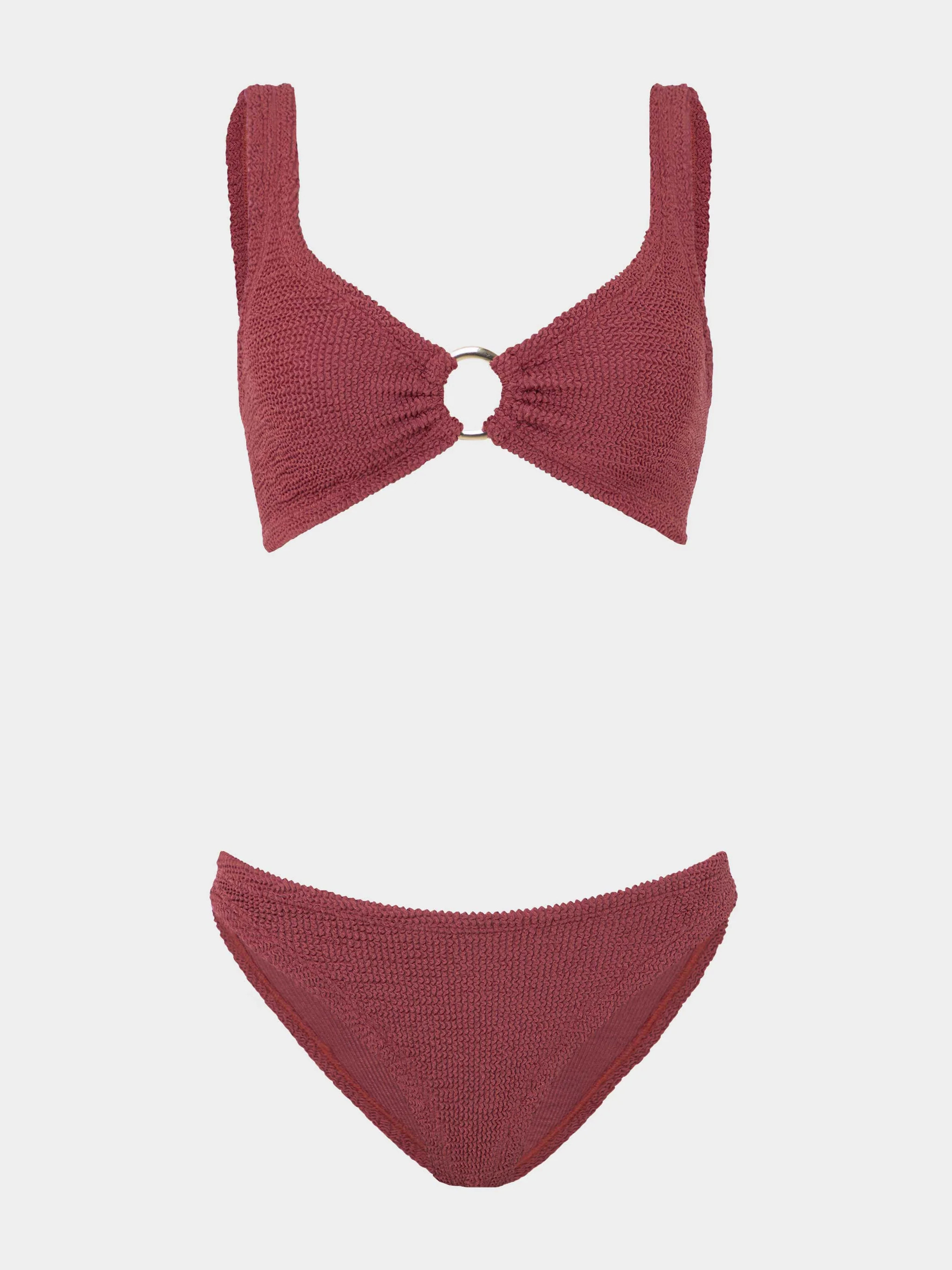 Julia With Gold Hoop Bikini - Metallic Rosewood | HUNZA G