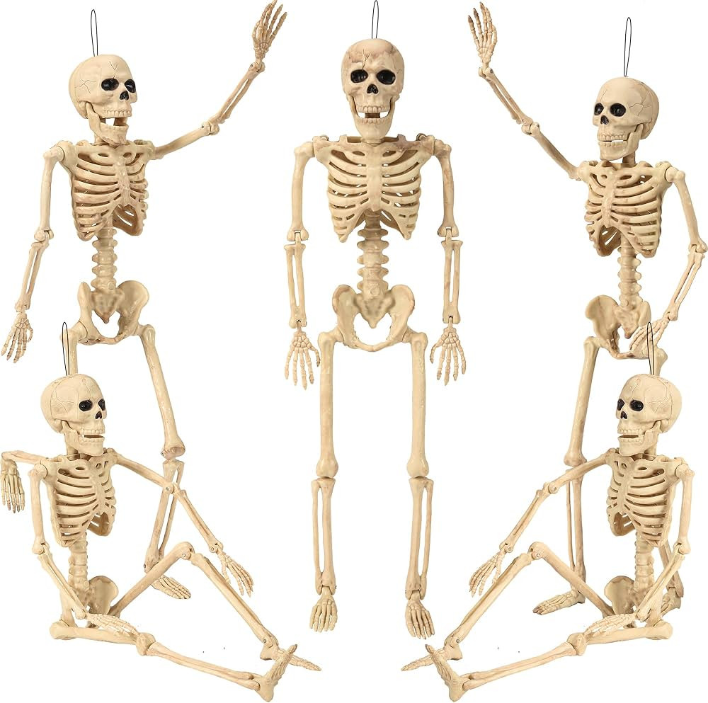 Abakuku 18" Posable 5 Pack Halloween Skeleton Decorations,Human Bones for Halloween Party with Mo... | Amazon (US)
