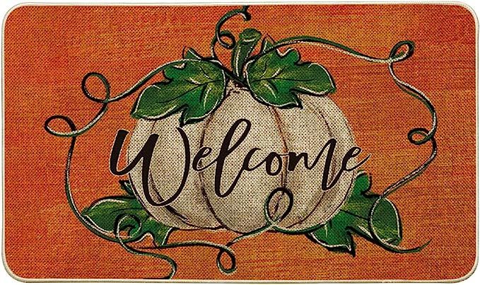 Artoid Mode Welcome Watercolor Pumpkin Decorative Doormat, Fall Autumn Thanksgiving Harvest Low-P... | Amazon (US)