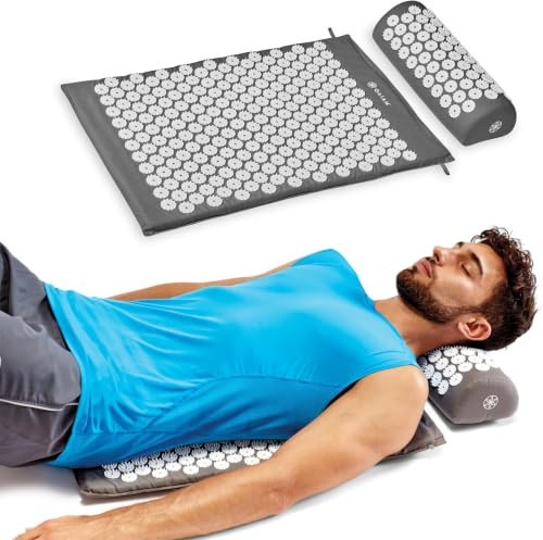 Gaiam Acupressure Mat and Pillow Set,Acupuncture Style Massage Mat &Pillow,Relief for Sciatic Nerve,Muscle Tension,Fibromyalgia,Neck,Shoulder &Back Pain,Migraine &Headaches & Insomnia Grey (Pack of 6) | Amazon (US)