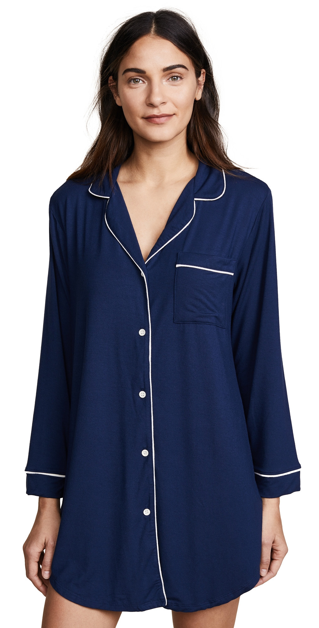 Eberjey Gisele Sleep Shirt Navy/Ivory S | Shopbop