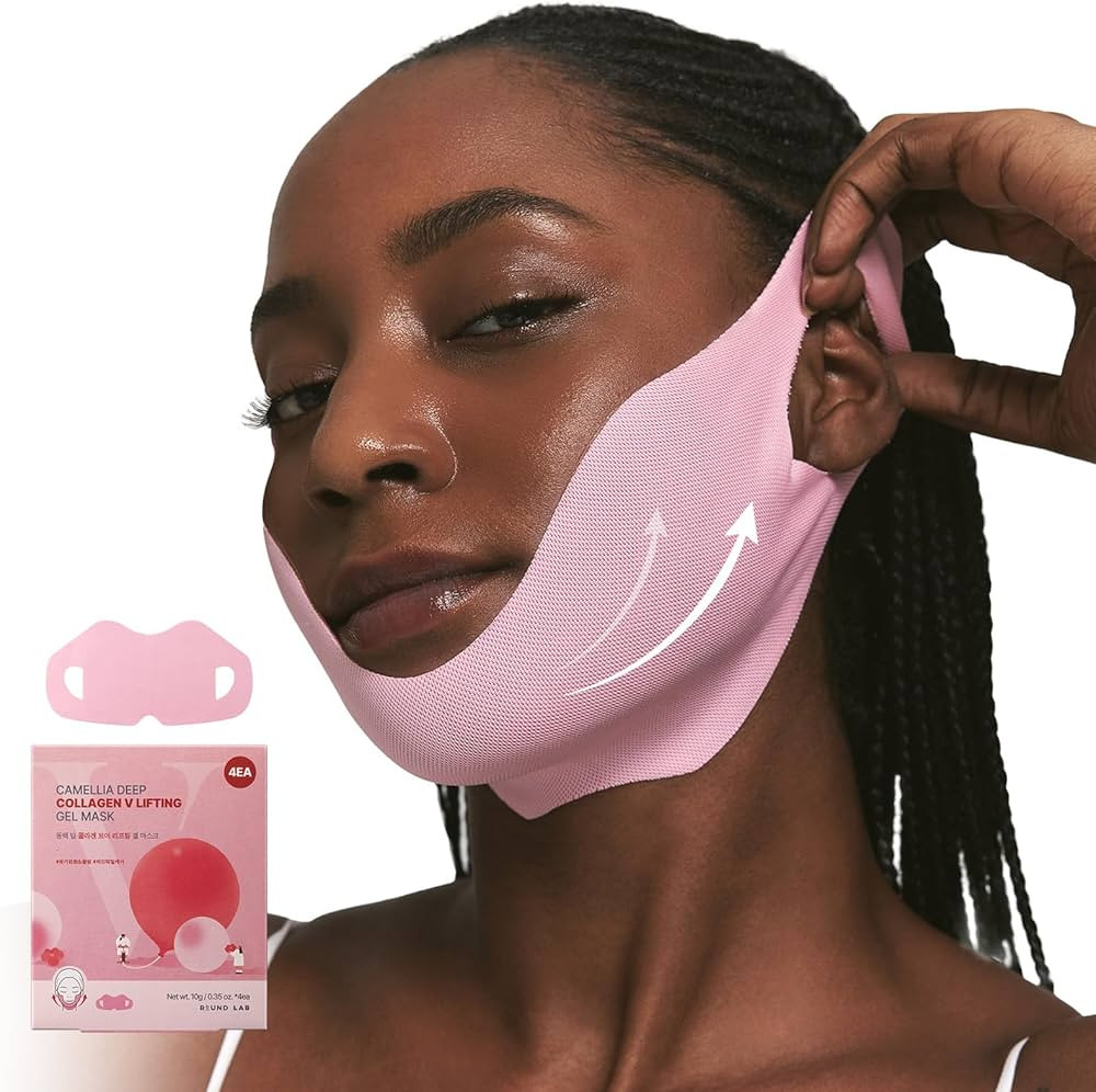 ROUND LAB Camellia Deep Collagen V Lifting Gel Mask 14ea | Double-chin Turkey Neck Instant Face L... | Amazon (US)