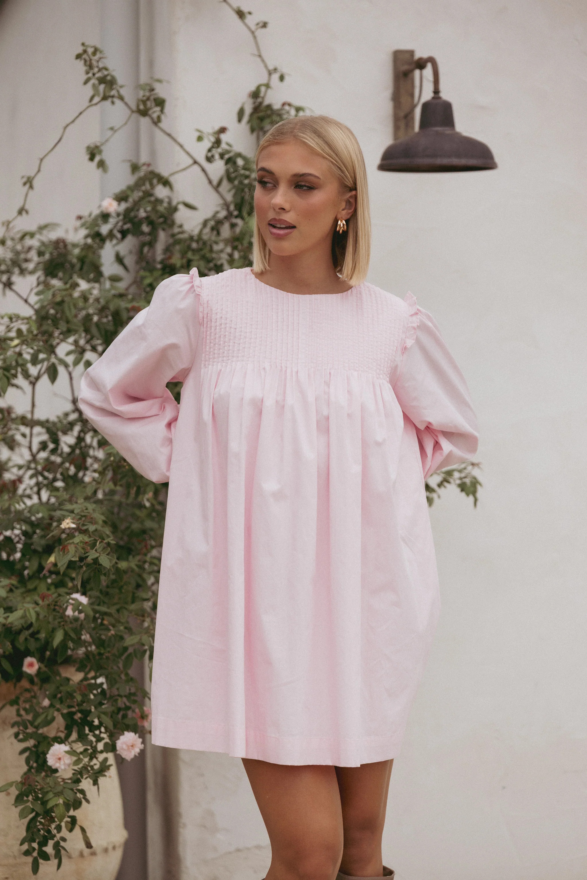 Wyatt Long Sleeve Mini Dress - Pink | Petal & Pup (US)