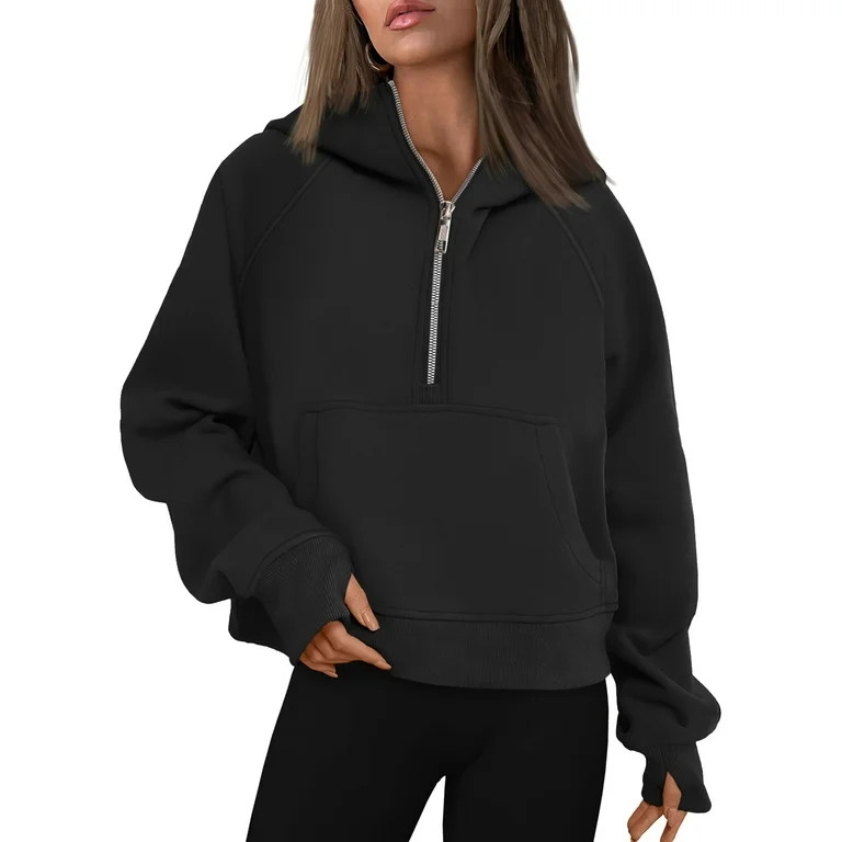 SUNBS Hoodies for Women Half Zip Pullover Oversized Hoodies Y2k Quarter Zip Sweatshirts Thumb Hol... | Walmart (US)