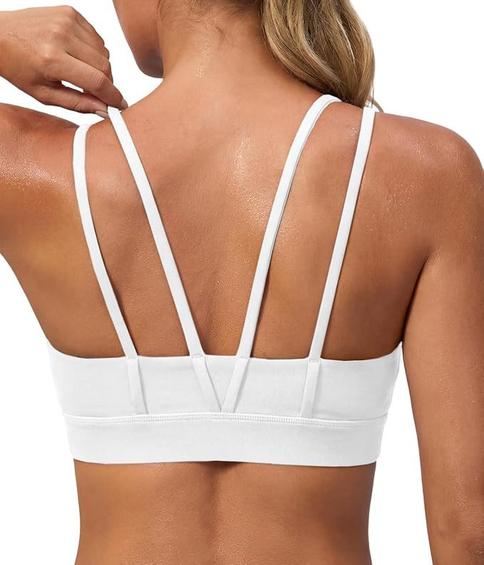Aoysky Sports Bras for Women Buttery Soft Strappy Padded Sports Bra Double Spaghetti Straps Wirel... | Amazon (US)