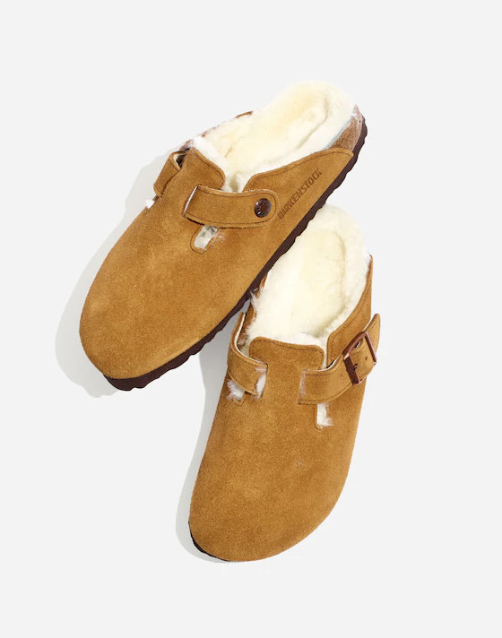 Birkenstock® Suede Boston Clogs in Shearling | Madewell