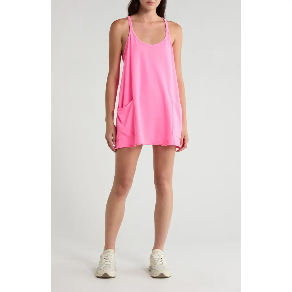Free People FP Movement Hot Shot Racerback Romper in Hot Pink at Nordstrom, Size X-Large | Nordstrom