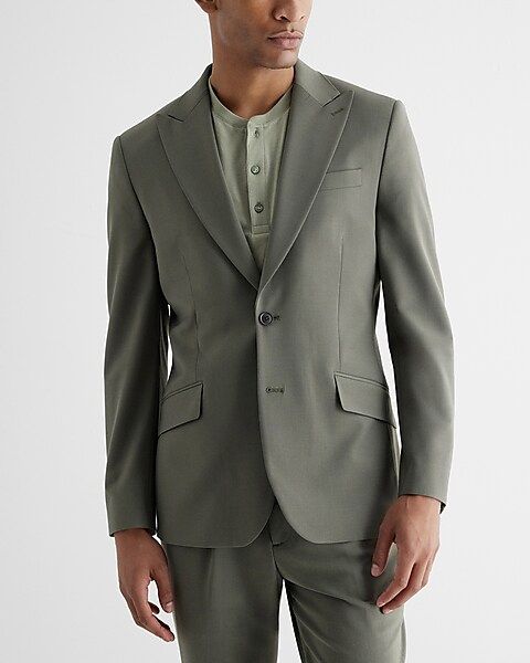 Extra Slim Olive Wool-Blend Modern Tech Suit Jacket | Express