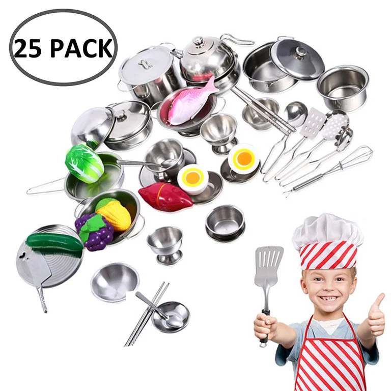Everso 25Pc Kitchen Cooking Utensils Pots Pans Accessories Kids Play Children Toys | Walmart (US)