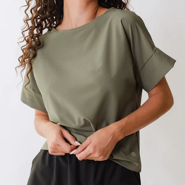 Boss Crop Tee, Sage | Albion Fit