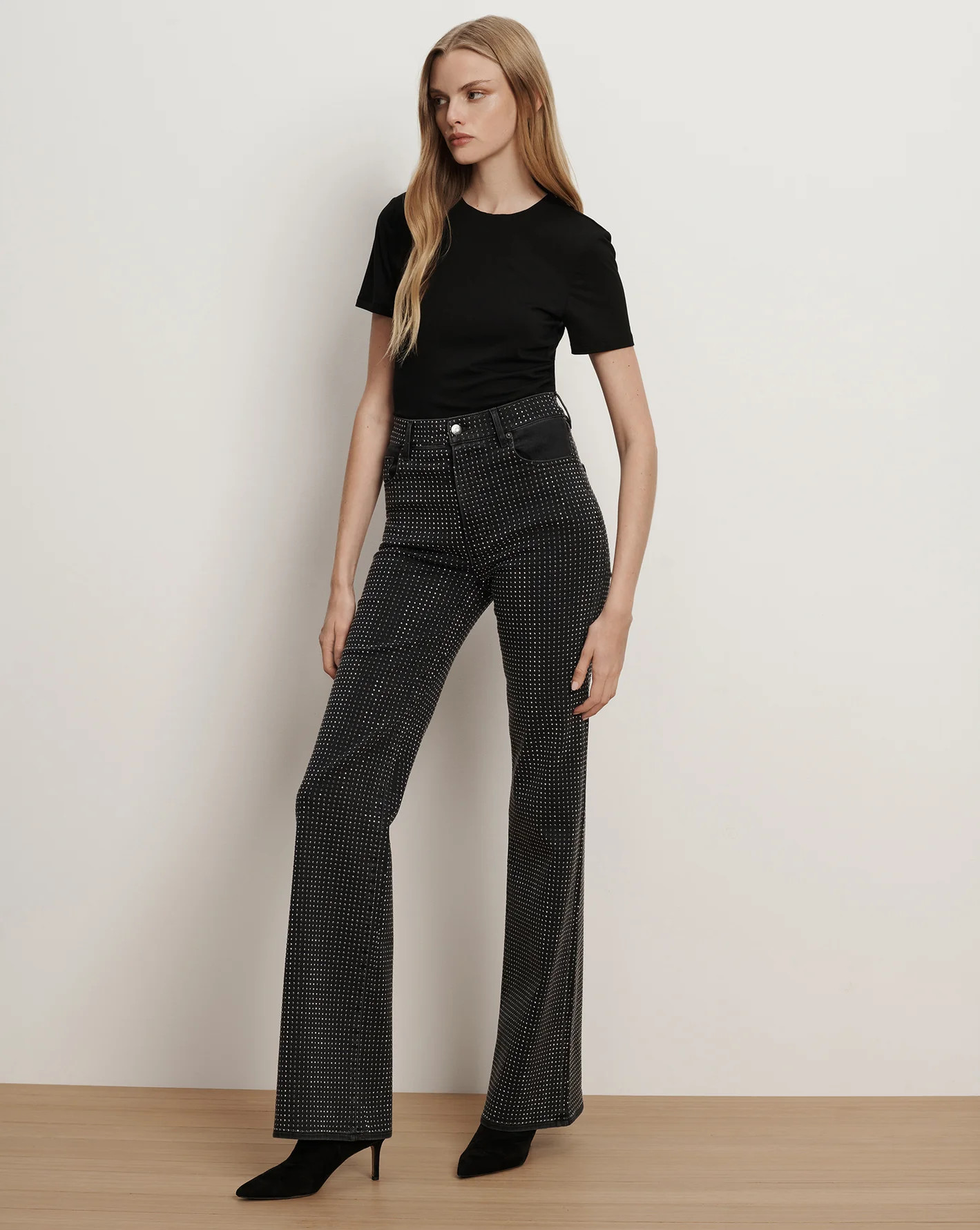 Crosbie Rhinestone Slim Wide-Leg Jean | Veronica Beard