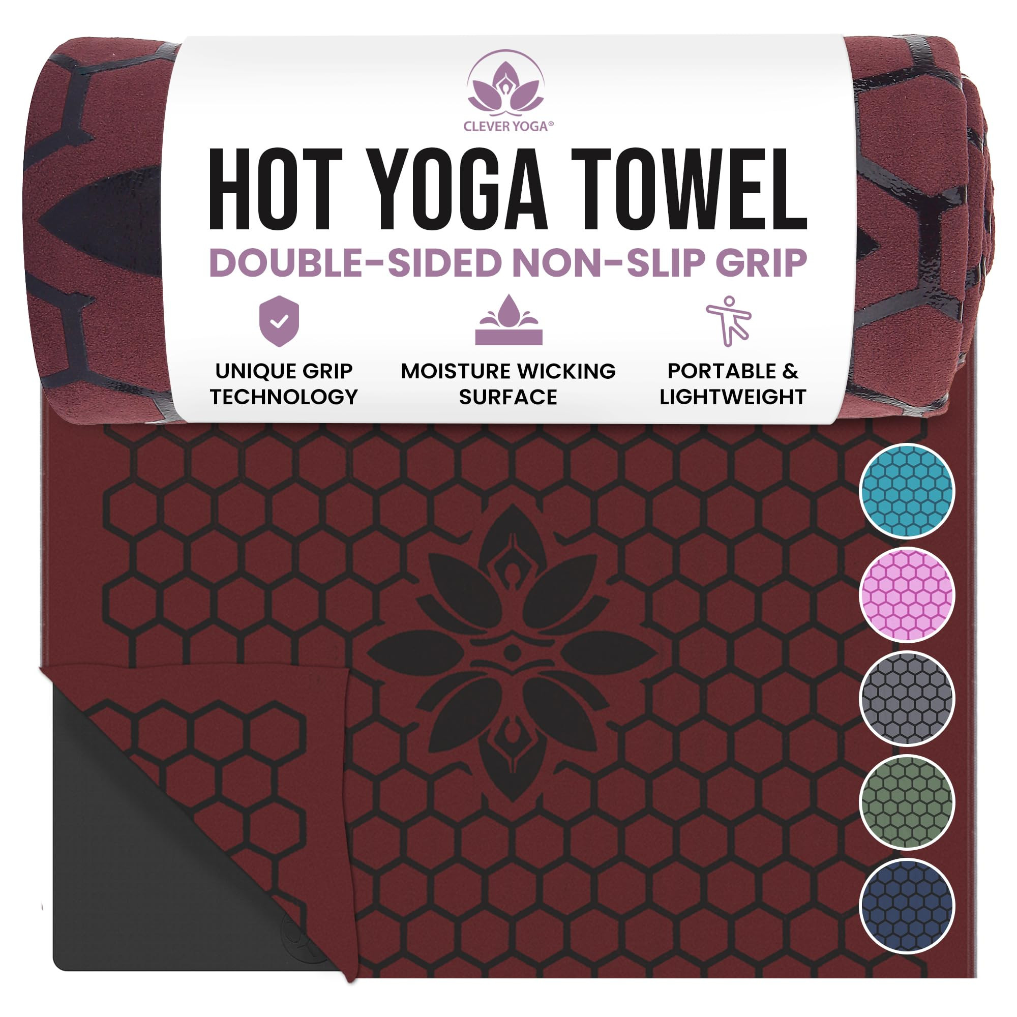 Clever Yoga Hot Yoga Mat Towel – Non-Slip Grip for Hot Yoga, Sweat Absorbent, Honeycomb Silicon... | Amazon (US)