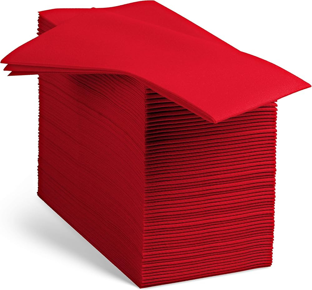 Linen-Feel Colored Paper Napkins - Decortive Cloth-Like Red Dinner Napkins - Soft And Absorbent. ... | Amazon (US)