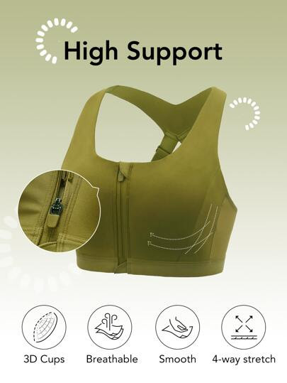 GLOWMODE Zip Front High Support Sports Bra
   SKU: st2202232195177182      
          (37 Reviews... | SHEIN
