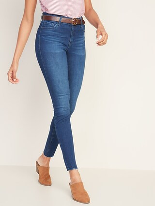 Mid-Rise Built-In Sculpt Rockstar Raw-Hem Super Skinny Jeans for Women | Old Navy (US)