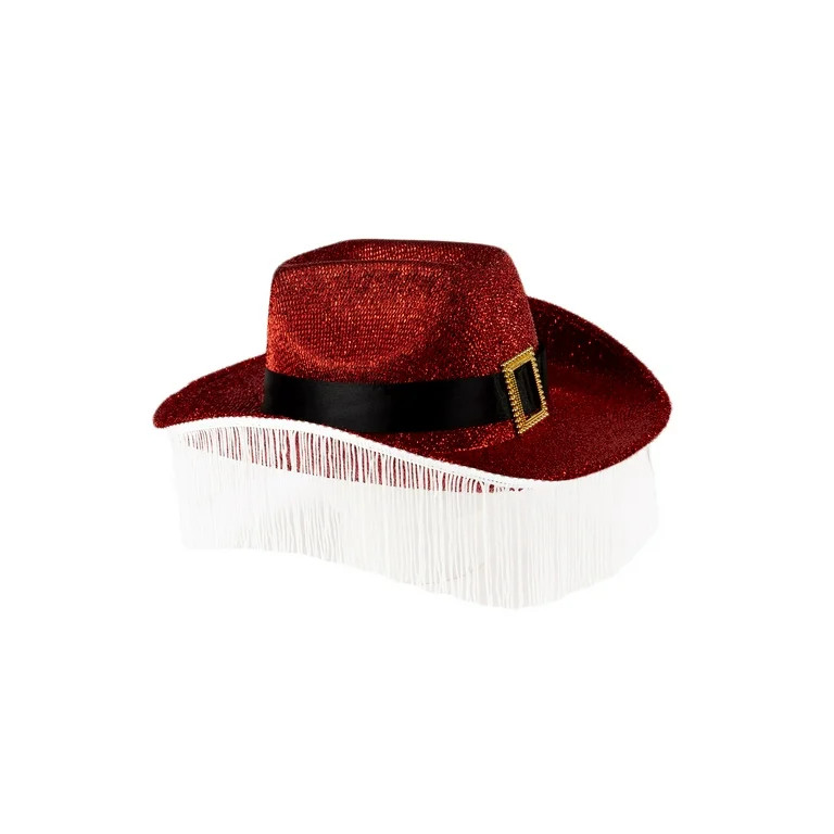 Christmas Santa Sparkle Felt Cowboy Hat Party Accessory, Unisex, by Holiday Time | Walmart (US)