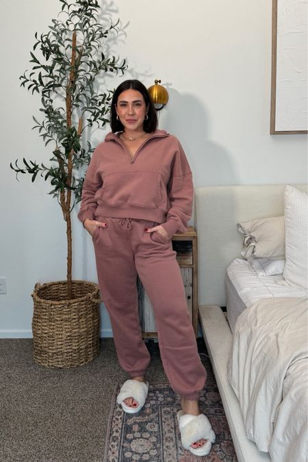 Mauve pink elevated lounge set. SO SOFT. Size large in top and medium in bottoms for me! I’m a L/8/10, 5’4. Casual and lounge outfit. Mom outfit.

#LTKsalealert #LTKtravel #LTKSpringSale