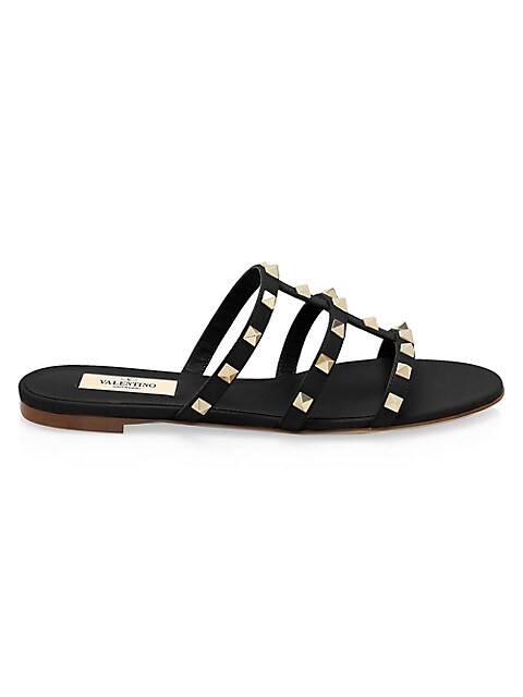 Rockstud Leather Slides | Saks Fifth Avenue