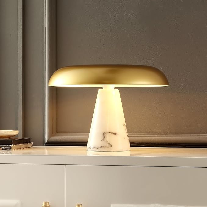 SAFAVIEH Lighting Collection Vaughan Brass Gold/White Modern Dome Mushroom 10-inch Table Lamp for... | Amazon (US)