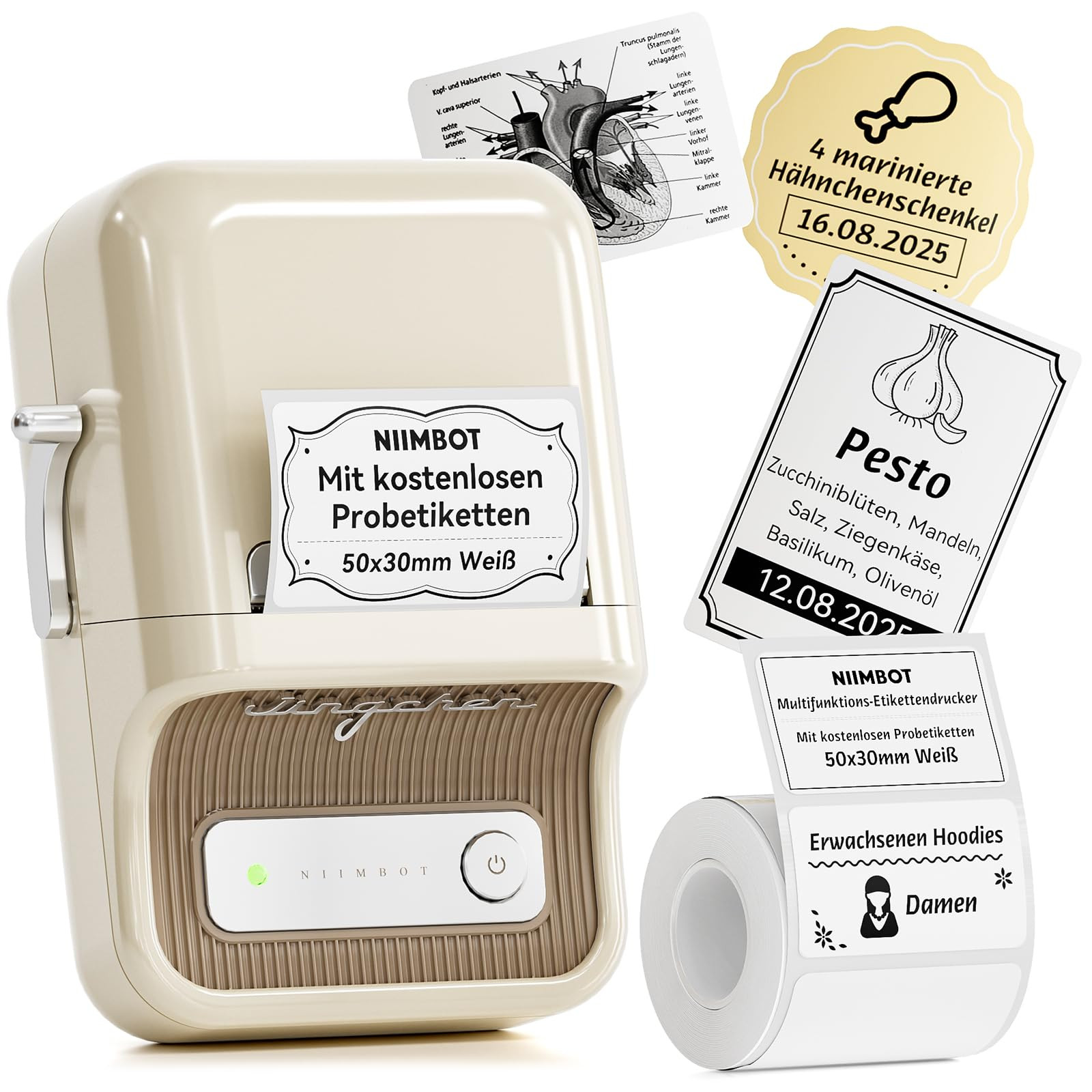 NIIMBOT Etikettendrucker B21, Selbstklebendes Etikettiergerät Bluetooth Beschriftungsgerät Stic... | Amazon (DE)