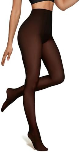 OEAK Womens Fleece Lined Tights Fake Translucent Pantyhose Thermal Opaque High Waisted Winter Leg... | Amazon (US)