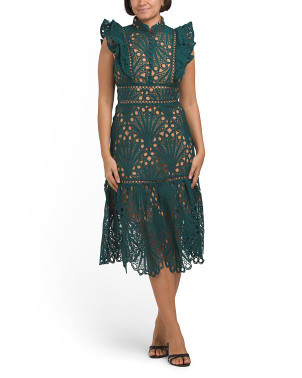 Eyelet Ruffle Sleeve Midi Dress | Midi Dresses | Marshalls | Marshalls