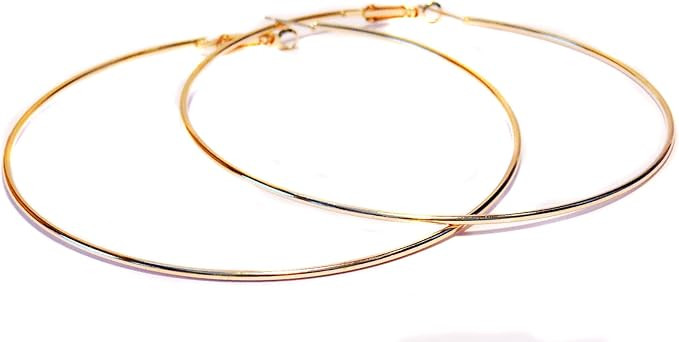 3.5 Inch Hoop Earrings Gold Tone Hoop Earrings Simple Thin Hoops 3 pairs | Amazon (US)