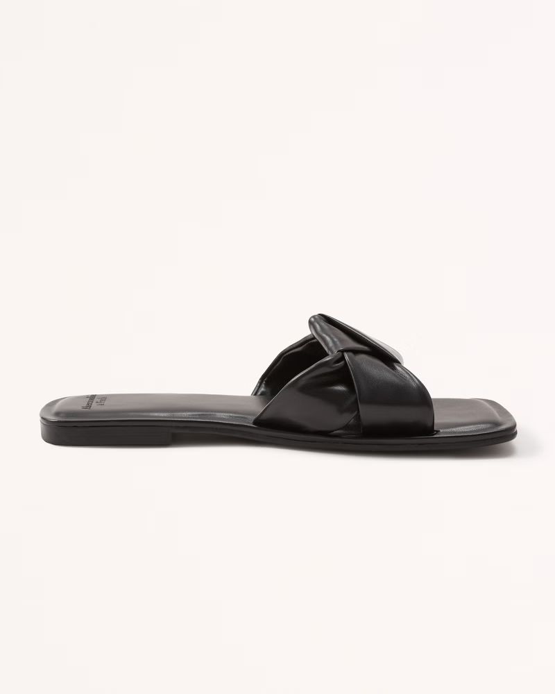 Knotted Faux Leather Slide Sandals | Abercrombie & Fitch (US)