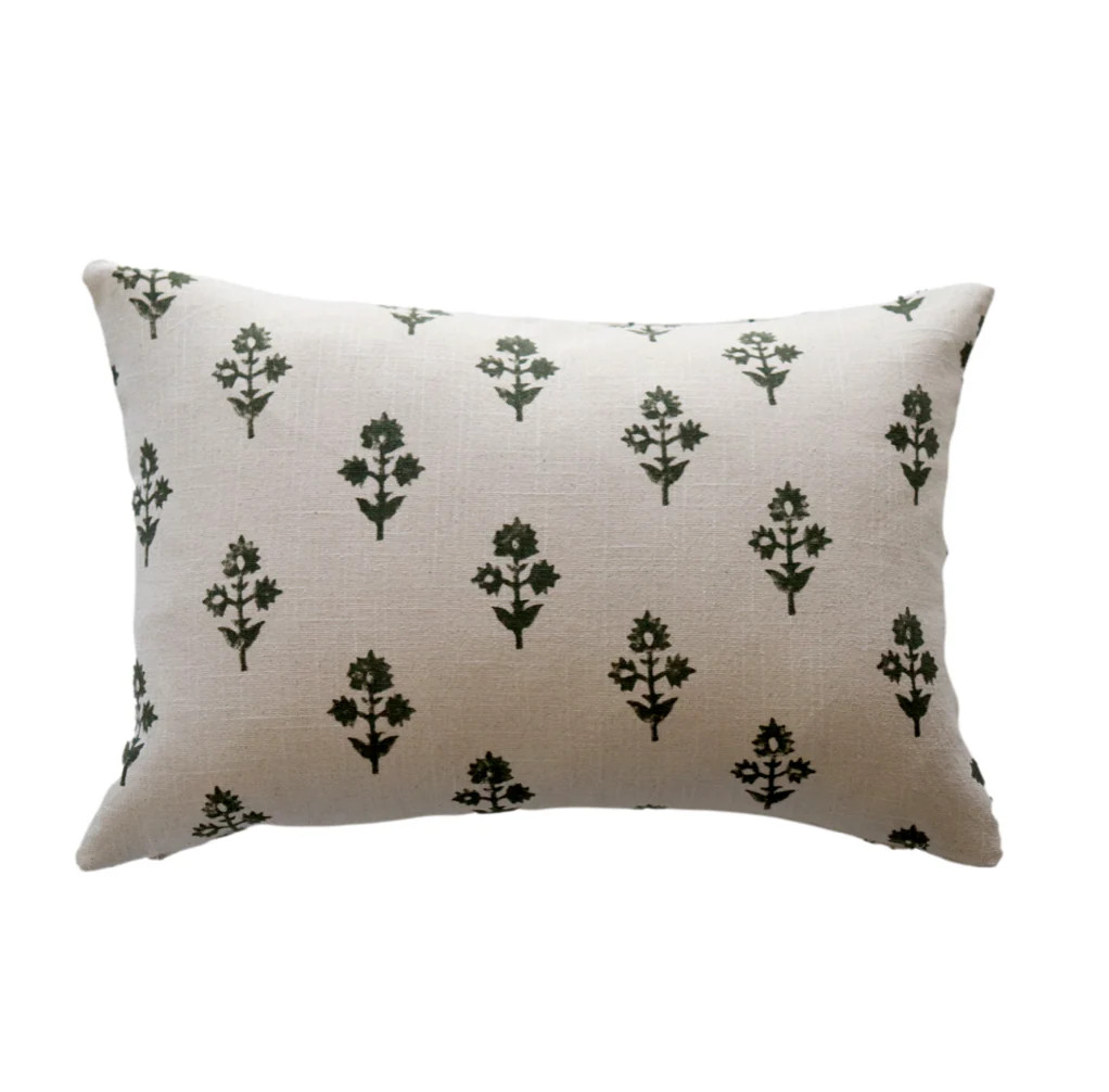 Aspen Floral Block Print Pillow Cover | Danielle Oakey Interiors INC