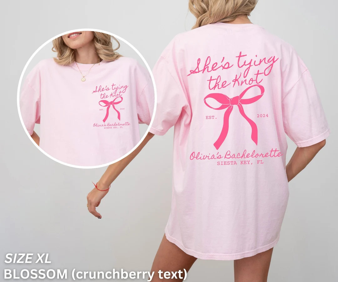 Coquette Bow Bachelorette Shirts, Bachelorette Party, Custom Bachelorette Shirts, Shes Tying the ... | Etsy (US)