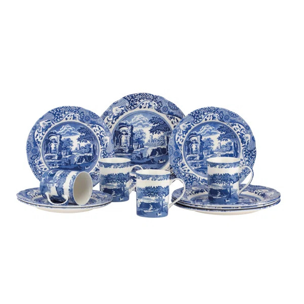 Blue Italian 12 Piece Dinnerware Set, Service for 4 | Wayfair North America