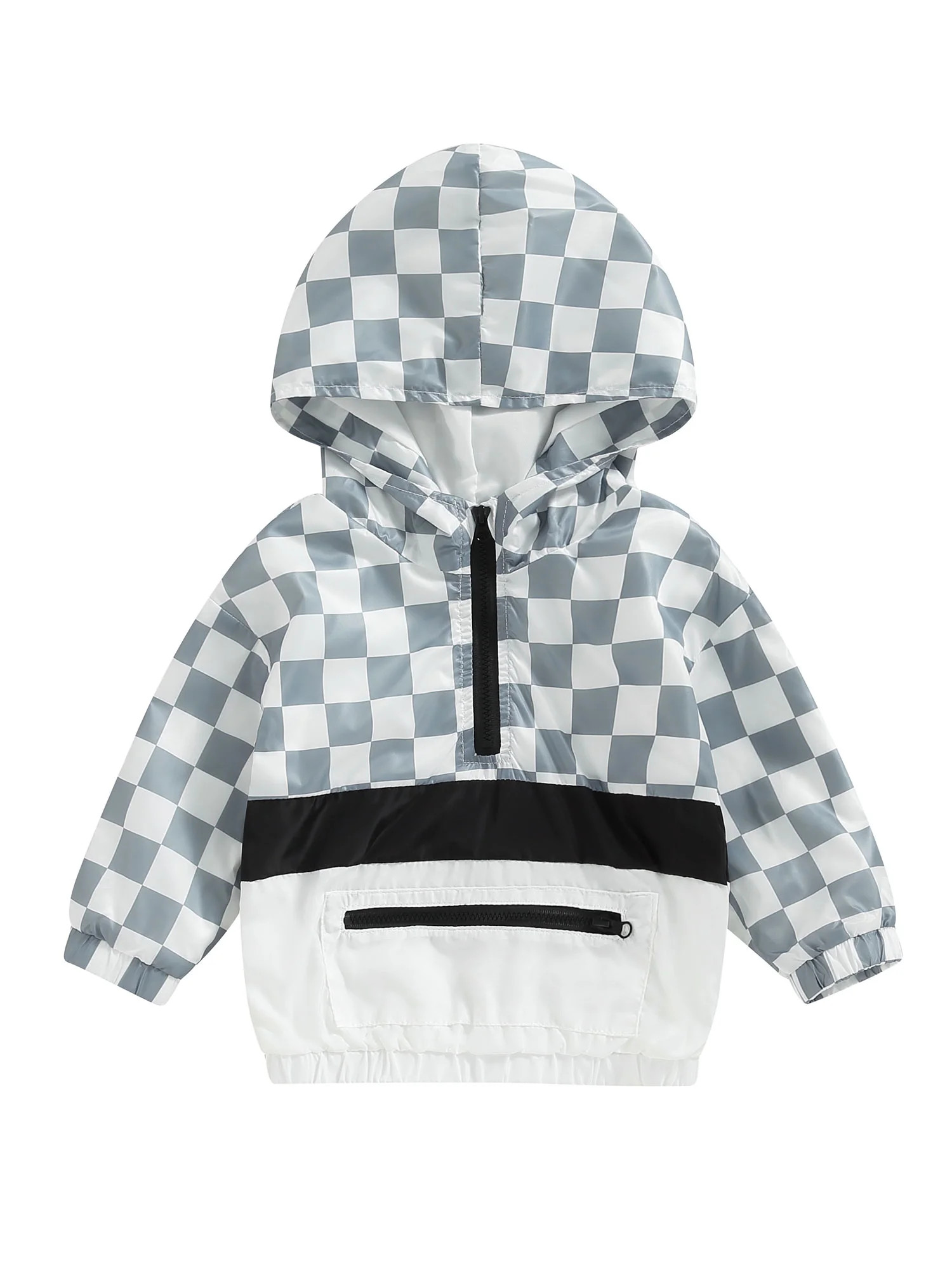 Genuiskids Toddler Baby Baby Spring Fall Hoodies Long Sleeve Half Zip Checkerboard Print Loose Wi... | Walmart (US)