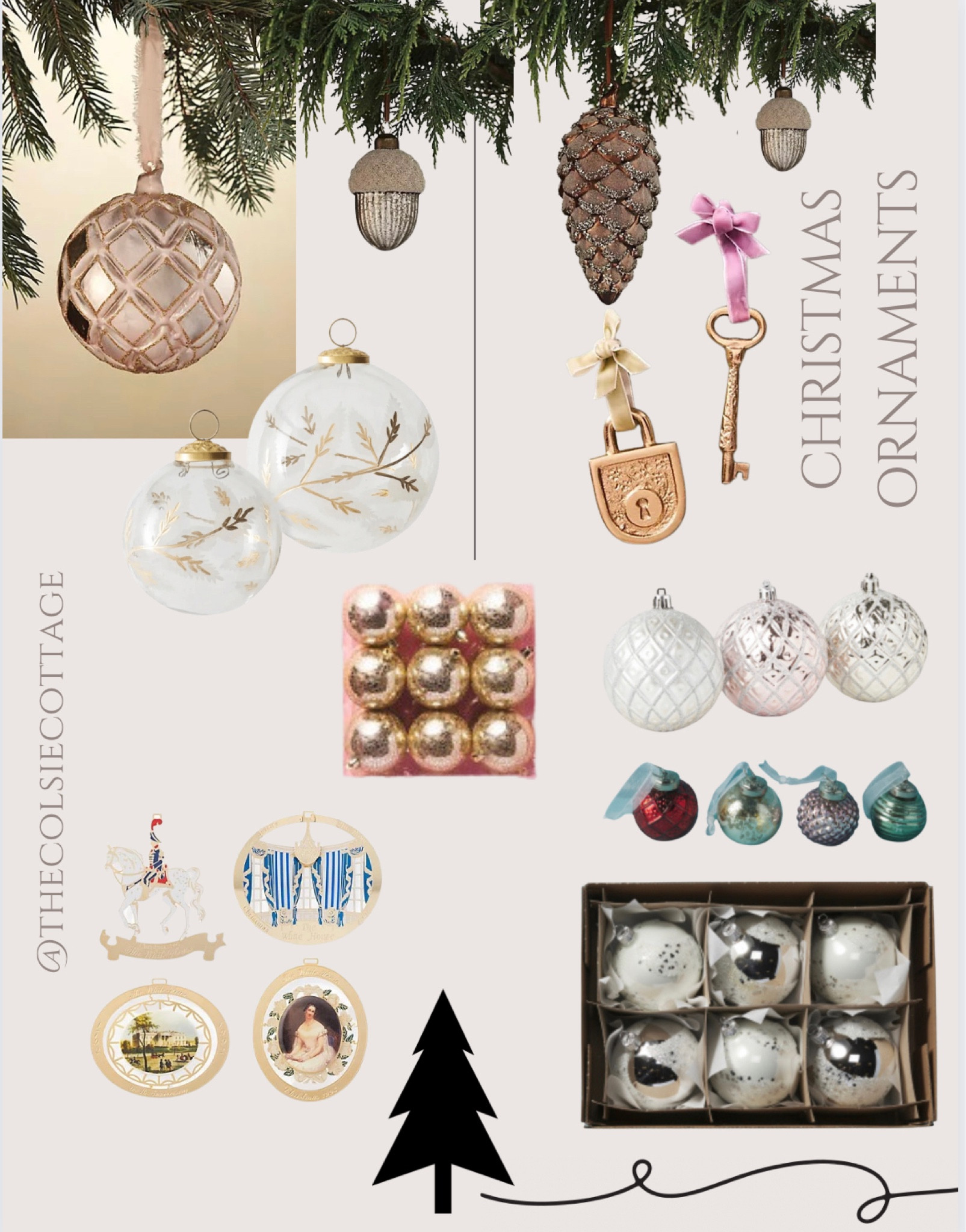 Unique Christmas Tree Ornaments! These would be perfect to gift or to keep for your own tree. I love the mix of adding ribbon to hang the ornaments. A touch of vintage and mercury glass for texture on the tree and then add in your own family heirlooms  

#LTKHoliday #LTKhome #LTKGiftGuide