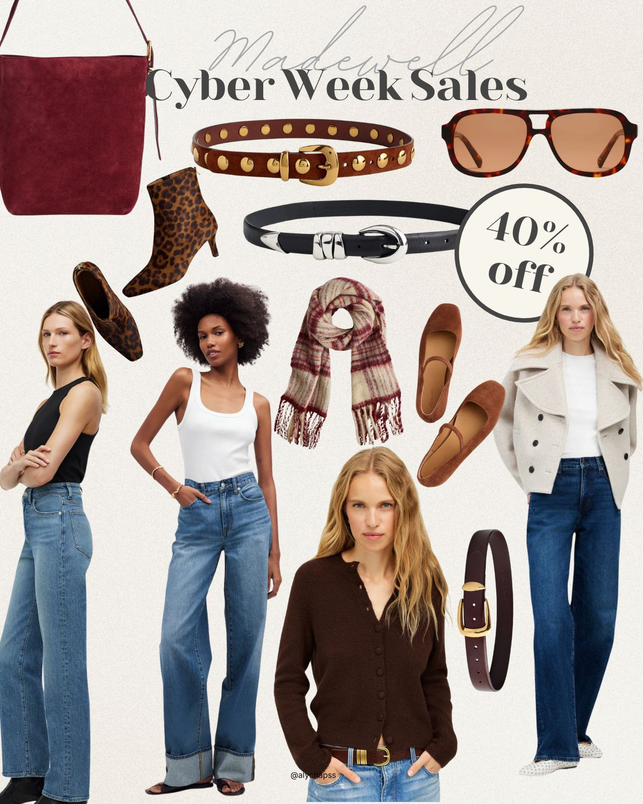 Madewell cyber week black friday sale 40% 
Madewell jeans
Madewell wishlist
burgundy belt
studded belt
cardigan
wide leg jeans
leopard boots 

 #LTKCyberWeek #LTKGiftGuide #LTKHoliday