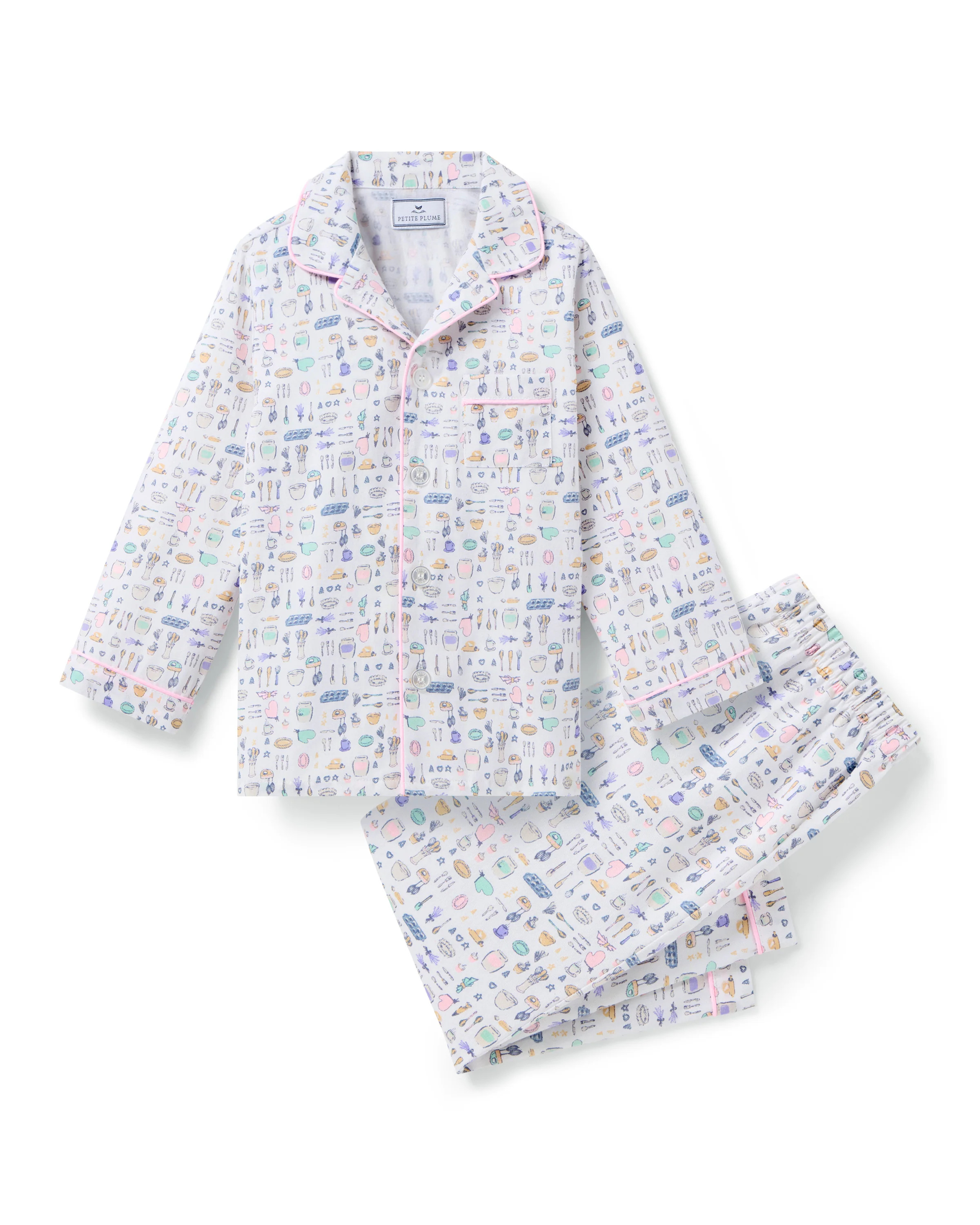 Kid's Twill Pajama Set in Baking Spirits Bright | Petite Plume