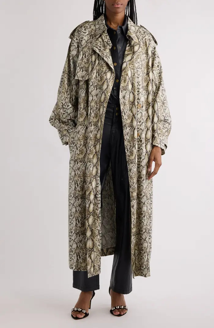 Freanne Python Print Oversize Trench Coat | Nordstrom