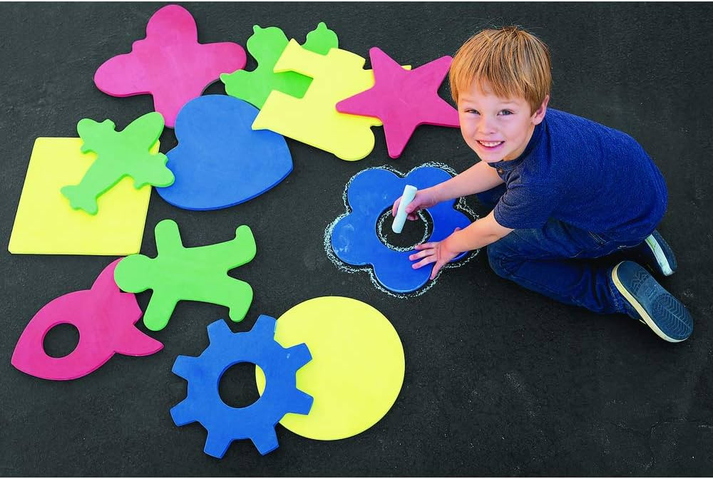 Colorations Sidewalk Art Chalk Stencils, Chalk Art Stencils for Kids, 12 shapes & designs, Easy t... | Amazon (US)