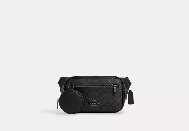 Coach Outlet Elias Belt Bag In Signature Canvas - Black, Size: Small | Coach Outlet US