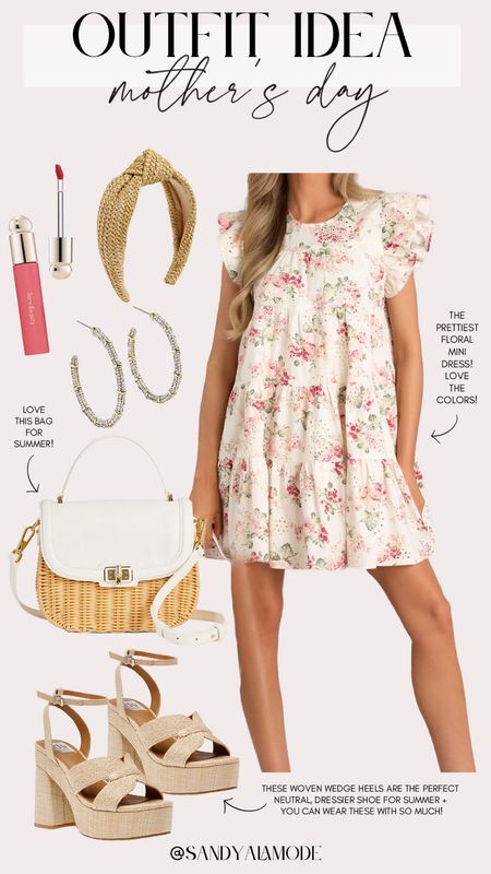 Mother’s Day outfit idea | floral swing dress | white and woven crossbody bag | woven wedge heels | chic spring style | what to wear for Mother’s Day brunch 

#LTKSeasonal #LTKstyletip #LTKfindsunder100