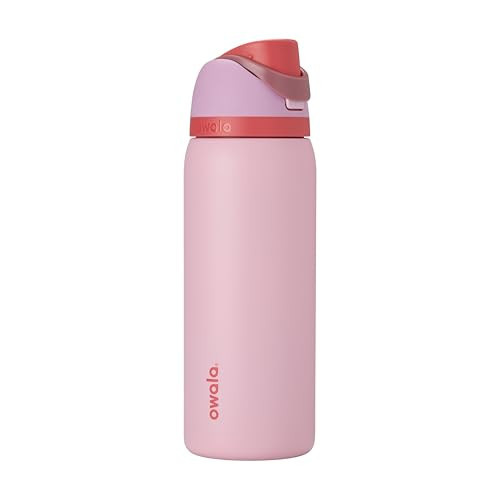Owala FreeSip Insulated Stainless Steel Water Bottle with Straw for Sports and Travel, BPA-Free Sports Water Bottle, 32 oz, Pink, Angel Food Cake | Amazon (US)