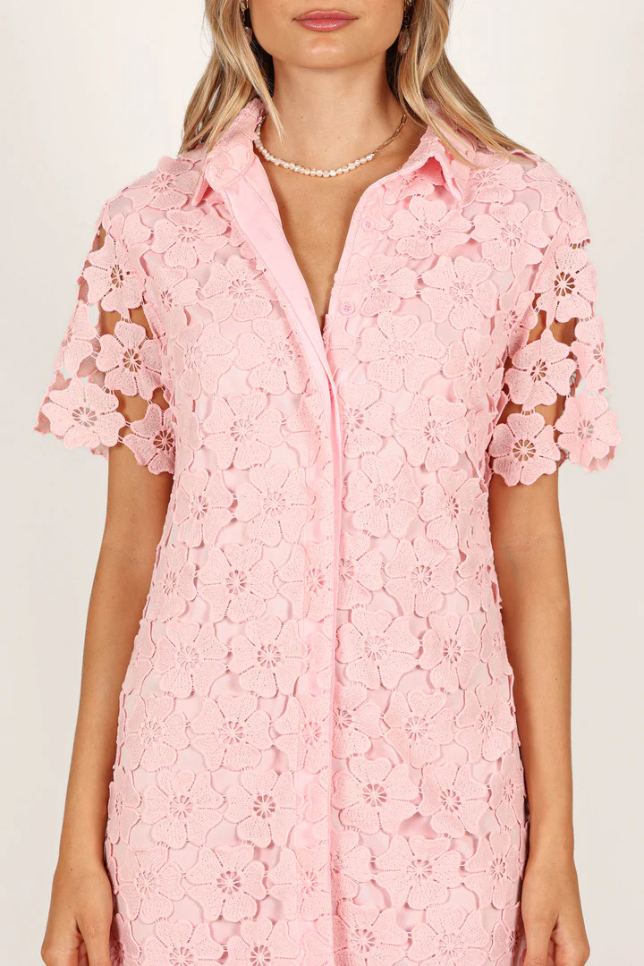 Tallie Button Up Mini Dress - Pink | Petal & Pup (US)