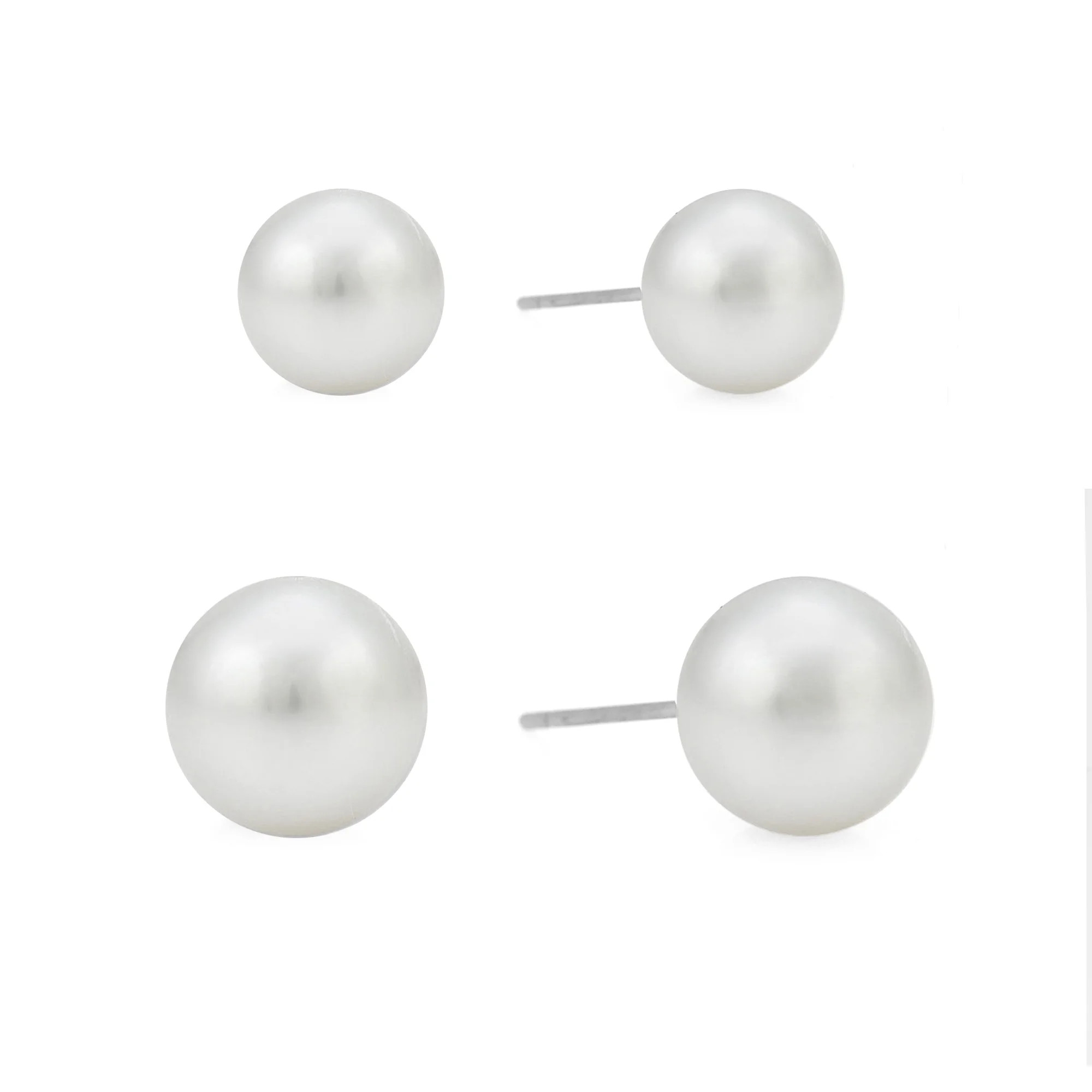 Duo White Pearl Post Earrings | Walmart (US)
