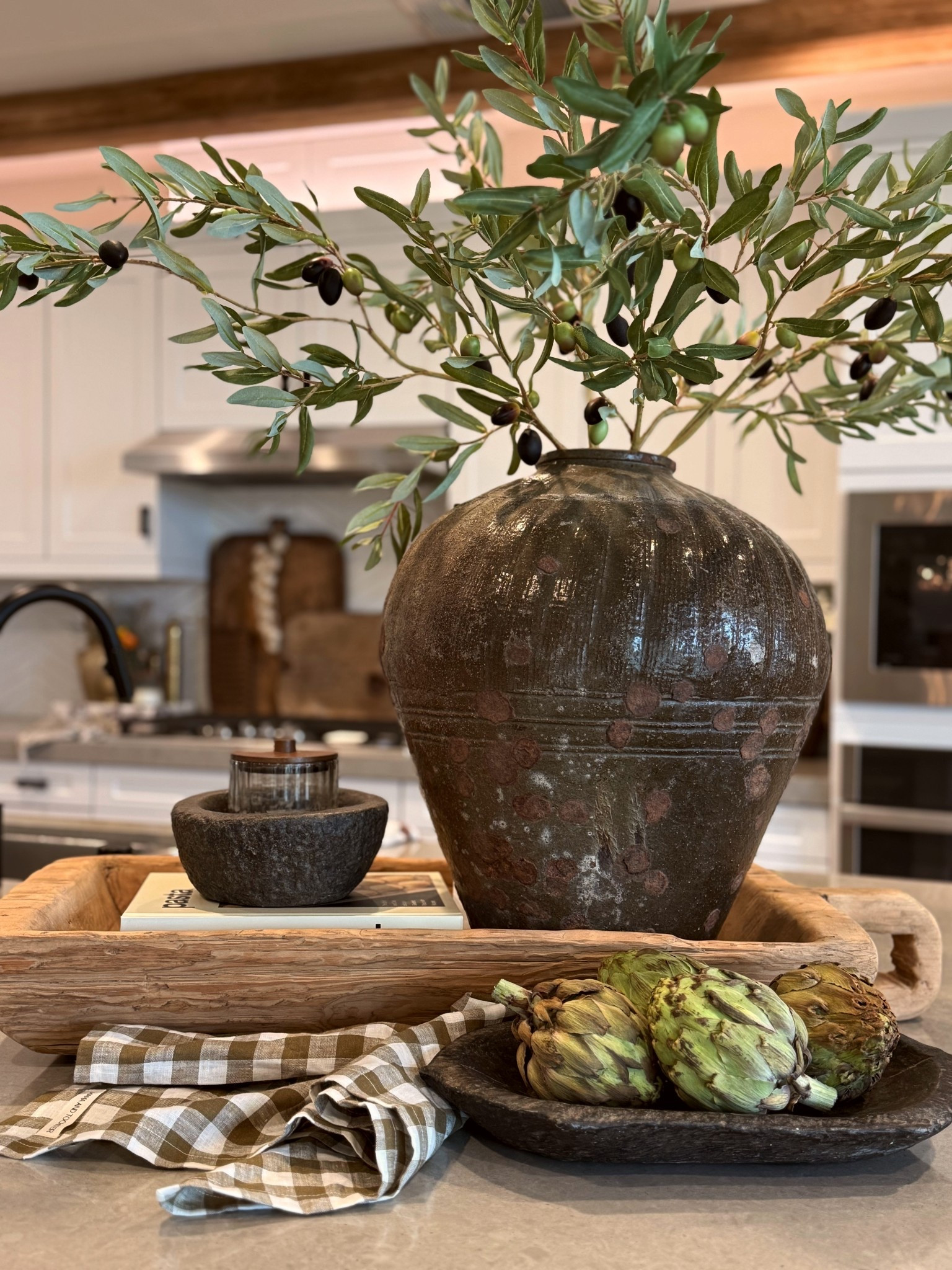 Kitchen island inspo. Swapped lemons for artichokes. 💚 #kitchen #kitchendecor #home 

#LTKHome #LTKU #LTKActive