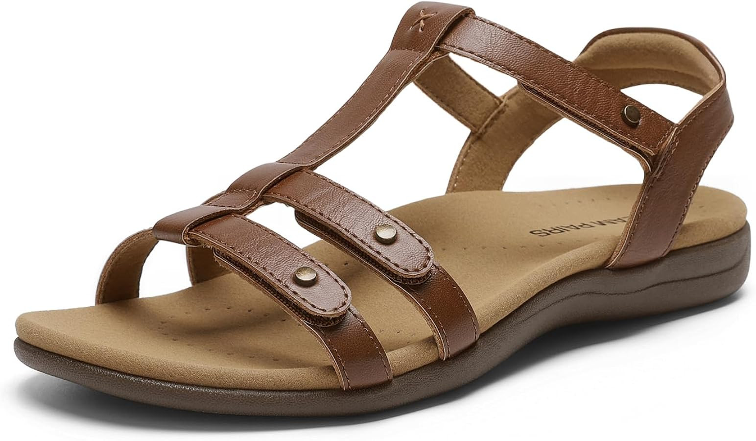DREAM PAIRS Women's Flat Sandals with Arch Support Adjustable Strappy Comfort Walking Sandals Cas... | Amazon (US)