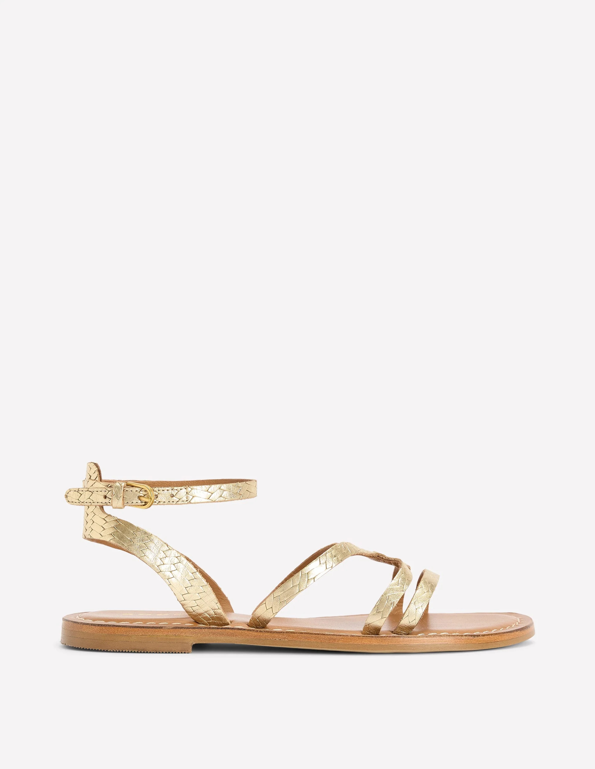 Casual Flat Sandal-Gold Woven Leather | Boden UK