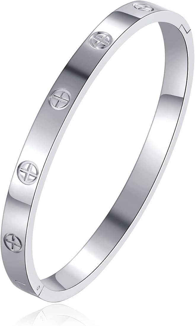 YUFANHY Cuff 18k Gold Plated Stainless Steel Bracelet For Women Girl Gifts For Women Novelty Gift... | Amazon (US)