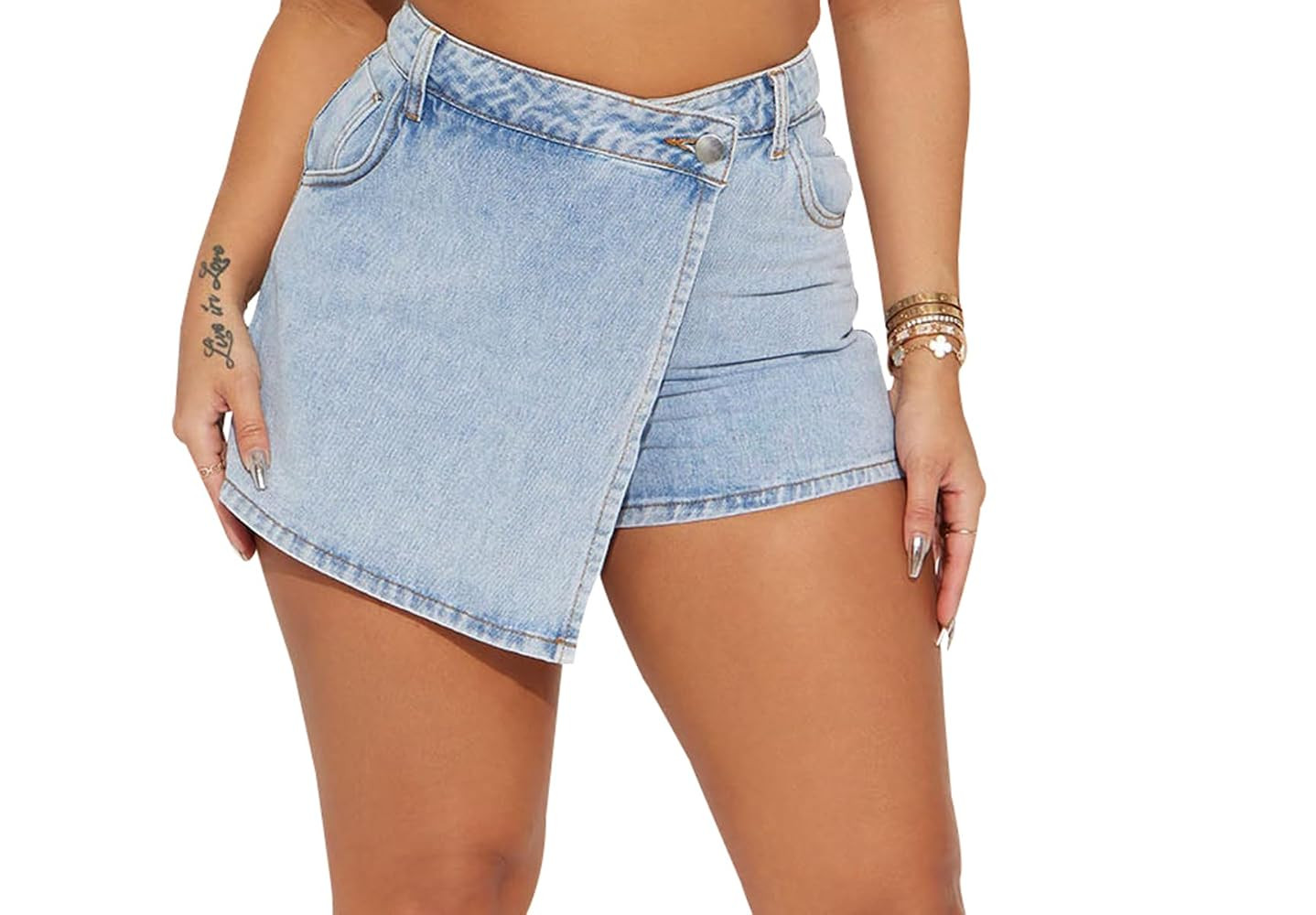 JTNFairy Women Casual High Waisted Denim Shorts Frayed Raw Hem Ripped Jeans Shorts | Amazon (US)