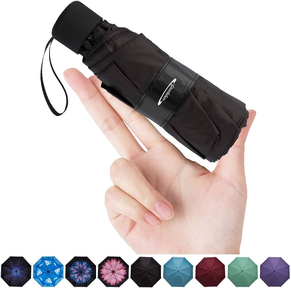 Goothdurs Mini Travel Compact Windproof Umbrella - Small Folding Lightweight Sun & Rain Umbrellas... | Amazon (US)